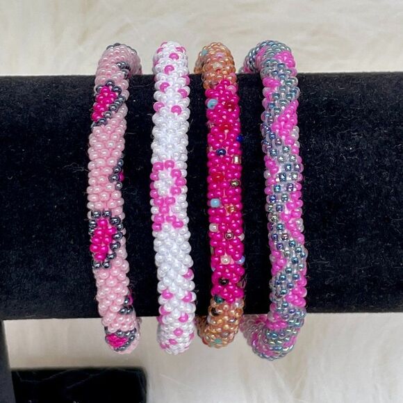 ALL PROFITS TO CHARITY! Bracelets Hand Crocheted in Nepal (set of 4) #684 - Picture 1 of 5